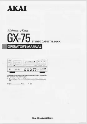 Kaufen Akai GX-75 - Stereo Kassettenspieler Bedienungsanleitung - BENUTZERHANDBUCH  • 9.35€