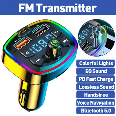 Kaufen Bluetooth 5.0 Auto FM Transmitter USB PD Schnellladegerät Audio MP3 Music Player • 11.99€
