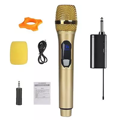Kaufen Kabelloser Karaoke Lautsprecher Mikrofon LED Display Gold • 28.26€