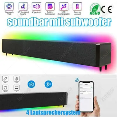 Kaufen RGB TV Soundbar Bluetooth 5.0 Lautsprecher Subwoofer Mit Soundbar HIFI AUX/USB • 24.99€