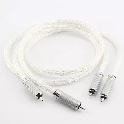 Kaufen 8AG Versilbertes OCC Hifi Audio Kabel Kohlefaser RCA Stecker Analoge Phono Linie • 49.98€