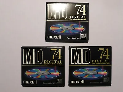 Kaufen 3x Maxell  Minidisc MD-74RM Recordable NEU + ORIGINALVERPACKT -Digital Audio MD  • 18.90€