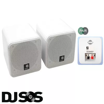Kaufen E-Audio Paar Wand Deckenhalterung Weiß Zuhause Hifi PA Lautsprecher 4 Zoll 80 W • 26.44€