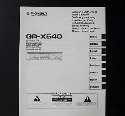 Kaufen Original PIONEER GR-X540 Graphic Equalizer Owner's Manual / Bedienungsanleitung • 16€
