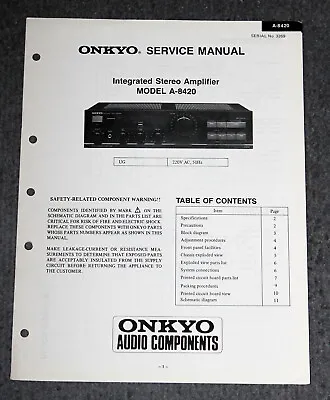 Kaufen Onkyo A-8420 - Original Service Manual / Reparaturanleitung • 7.95€