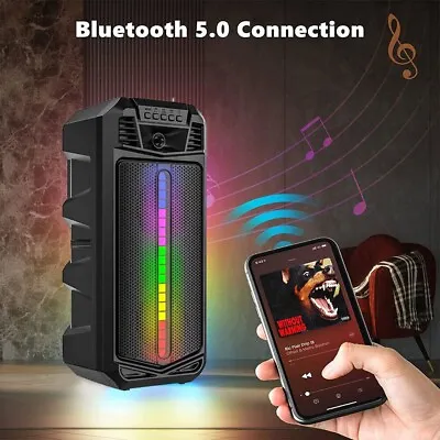 Kaufen Tragbarer Bluetooth5.0 Lautsprecher Stereo Subwoofer RGB Musicbox USB FM Party • 21.99€