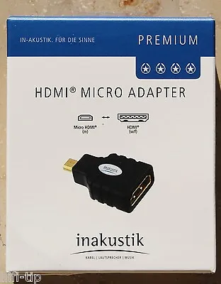 Kaufen Inakustik Premium HDMI Micro Adapter HDMI (w) Female -  Micro HDMI (m) / 0045218 • 15.90€