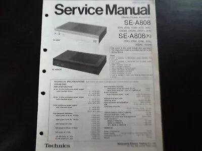 Kaufen Original Service Manual Schaltplan Technics  SE-A808 SE-A808K • 11.90€