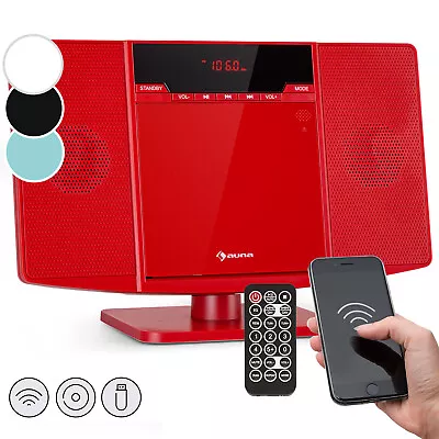 Kaufen Stereoanlage Vertikal CD Player FM Radio Bluetooth Lautsprecher USB MP3 Box Rot • 61.99€