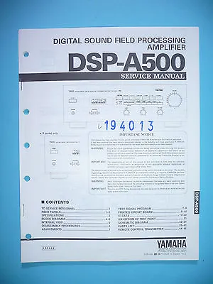 Kaufen Service Manual-Anleitung Für Yamaha DSP-A500,ORIGINAL • 15€