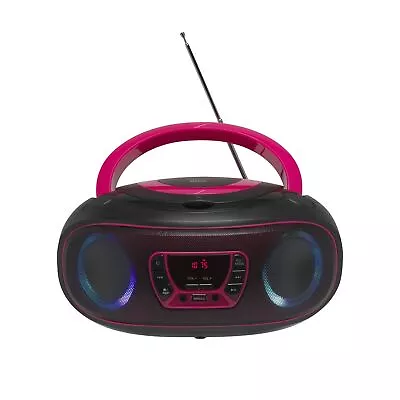 Kaufen CD-Player Mit LED Discolicht Radio USB Bluetooth MP3 AUX Denver TCL-212BT PINK • 44.99€