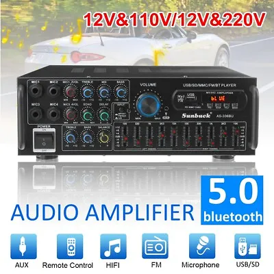 Kaufen 2000W Bluetooth 5.0 Verstärker Vollverstärker 220V Stereo Amplifier HIFI Digital • 58.99€
