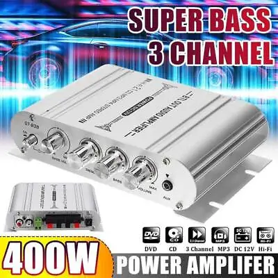 Kaufen Verstärker Stereo 2.1 Kanal Endstufe Auto Amplifier MP3 DVD Aluminium 80dB NEU • 18.99€