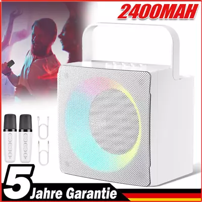 Kaufen LED Tragbare Karaoke Anlage Mit 2 Mikrofonen Bluetooth Karaoke Maschine Kinder • 39.99€