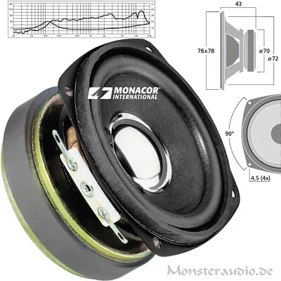 Kaufen Monacor SP-45/8 7,8cm Bass Lautsprecher Tiefmitteltöner 40 Watt 8 Ohm 78mm • 29.97€