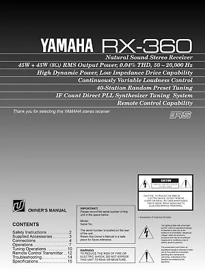Kaufen Bedienungsanleitung-Operating Instructions Für Yamaha RX-360  • 9.50€
