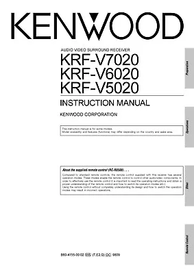 Kaufen Bedienungsanleitung-Operating Instructions Für Kenwood KRF-V5020, KRF-V6020, KRF • 10.50€