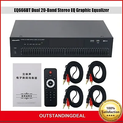Kaufen EQ666BT Dual 20-Band Stereo EQ Graphic Equalizer (Black) + 4pcs Cables Ot34 • 146.77€