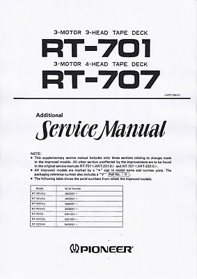 Kaufen Service Manual-Anleitung Für Pioneer RT-701,RT-707  • 19€