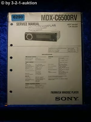 Kaufen Sony Service Manual MDX C6500RV Mini Disc Player  (#6290) • 15.99€