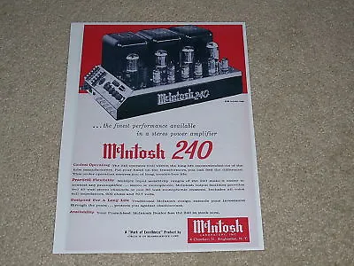 Kaufen Mcintosh 240 Röhre Amp Ad, 1961, 1 Pg , Rahmen Dieses • 7.70€