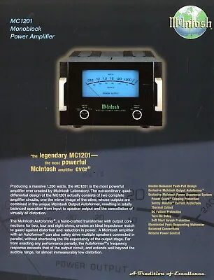 Kaufen McIntosh Katalog 2002 9/02 USA Catalog MC1201 Monoblock Power Amplifier 1 Sheet • 16.90€