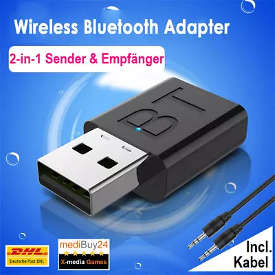 Kaufen 2in1 Bluetooth Adapter Sender Empfänger USB Transmitter TV PC AUX Audio 5.0⭐NEU⭐ • 6.99€