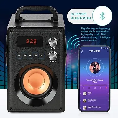Kaufen Kabelloser Bluetooth Tragbarer Lautsprecher USB FM Radio Subwoofer Schwarz Party Laut • 26.71€