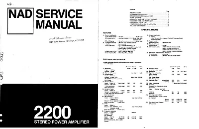 Kaufen Service Manual-Anleitung Für NAD 2200  • 11€