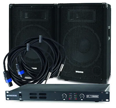 Kaufen DJ PA Komplett Anlage 10  (25cm) Lautsprecher System Verstärker Endstufe Kabel • 297.80€