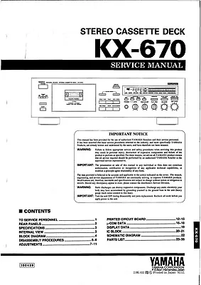 Kaufen Service Manual-Anleitung Für Yamaha KX-670  • 12€