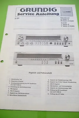 Kaufen Service Manual-Anleitung Für Grundig R 1000-2, T1000-2  ,ORIGINAL ! • 10€