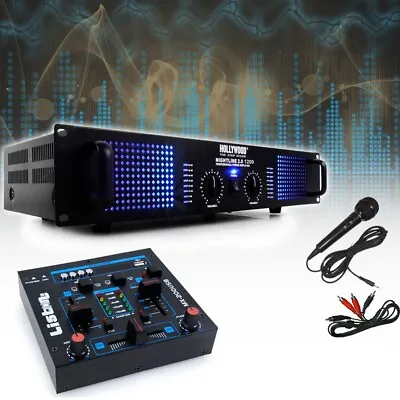 Kaufen PA Party SET Partyanlage 2400W PA-Endstufe Verstärker Mischpult USB MP3 Mixer • 136.90€