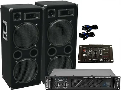 Kaufen B Ware PA-SET 79 Bluetooth Anlage Mixer 3Wege 4x30 Cm Bass Musikanlage 3000Watt • 499€