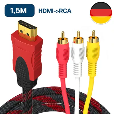 Kaufen HDMI Zu 3RCA Audio Video AV Kabel Chinch Stecker Konverter Adapter Male 1,5 M • 6.99€