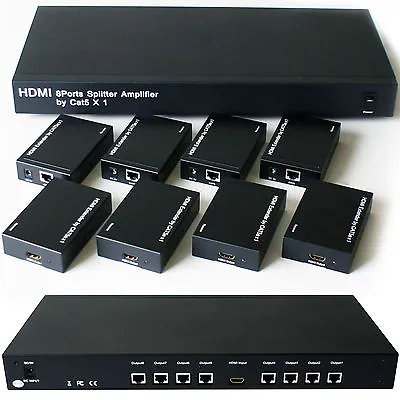 Kaufen 8 Ports Weg HDMI über Single CAT5e CAT6 Splitter Full HD Multi Room TV Extender • 451.51€