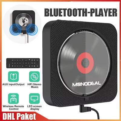 Kaufen CD Player Tragbar Mit Bluetooth HiFi Lautsprecher Fernbedienung FM-Radio AUX/USB • 47.99€