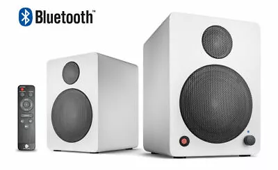 Kaufen Kompaktes High-End 2.0 Lautsprecher System In Weiß Mit Bluetooth & Fernbedienung • 158€