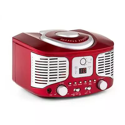 Kaufen CD Player Retro Radio Kompaktanlage Stereo Lautsprecher MP3 UKW Radio Tuner Rot • 49.99€