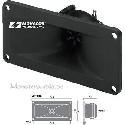 Kaufen Monacor MPT-016 225 Watt Piezo-Hochtöner Rechteckig Horn Gehäuse 8 4 Ohm • 17.49€