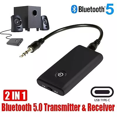 Kaufen 2 IN 1 Bluetooth 5.0 Sender Empfänger Wireless Audio 3,5 Mm Klinke Aux Adapter • 10.99€