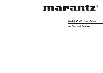 Kaufen Bedienungsanleitung-Operating Instructions Für Marantz SR-3001  • 11€