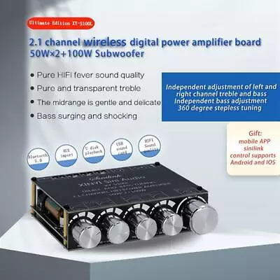 Kaufen # XY-S100L 2x50W + 100W HIFI Digital Power Subwoofer Amplifier Board Equalizers • 22.72€