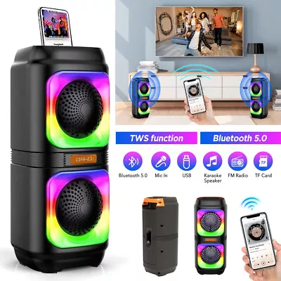 Kaufen Bluetooth 5.0 Lautsprecher RGB Subwoofer Musikbox Boombox Party LED Mit Mikrofon • 33.99€