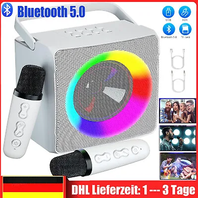 Kaufen Karaoke Bluetooth Lautsprecher Stereo Bass Subwoofer USB Musicbox + 2 Mikrofon • 45.99€