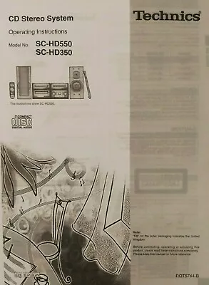 Kaufen Technics SC-HD550/SC-HD350 Mini-System - Bedienungsanleitung - BENUTZERHANDBUCH  • 10.69€