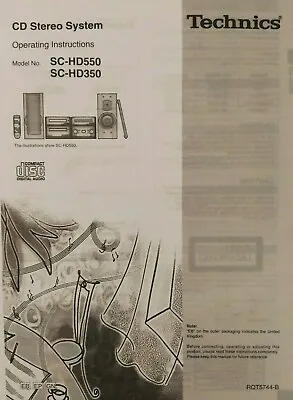 Kaufen Technics SC-HD550/SC-HD350 Mini-System - Bedienungsanleitung - BENUTZERHANDBUCH  • 10.96€