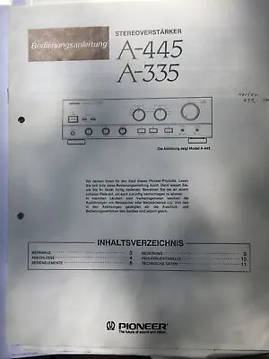 Kaufen Bedienungsanleitung Stereoverstärker AMP  Pioneer A-445, A-335 • 2.75€