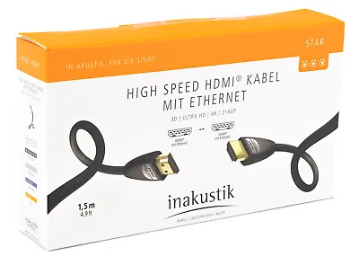 Kaufen Inakustik 1,5m HDMI Kabel Star High Speed Ethernet Full Ultra HD 4K 2160p 230 • 9.95€