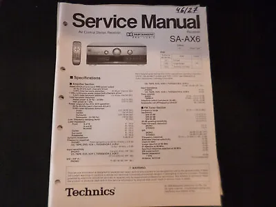 Kaufen Original Service Manual Schaltplan Technics SA-AX6 • 12.50€